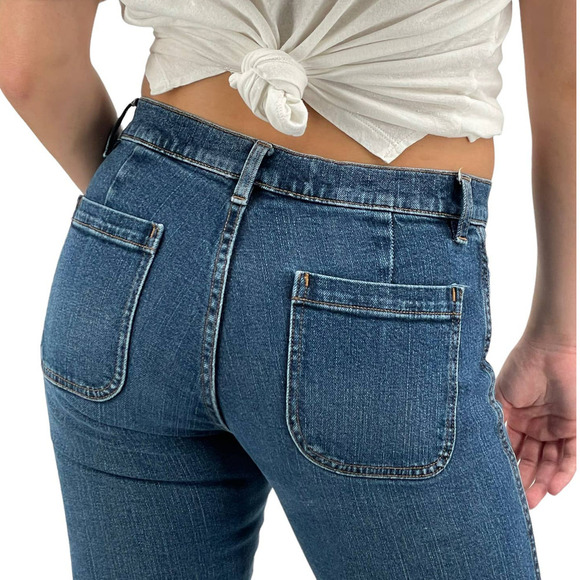 Vintage Y2K GAP Flare Leg Jeans Mid/Low Rise 2% Spandex Medium Blue | Size 4 - Picture 7 of 10